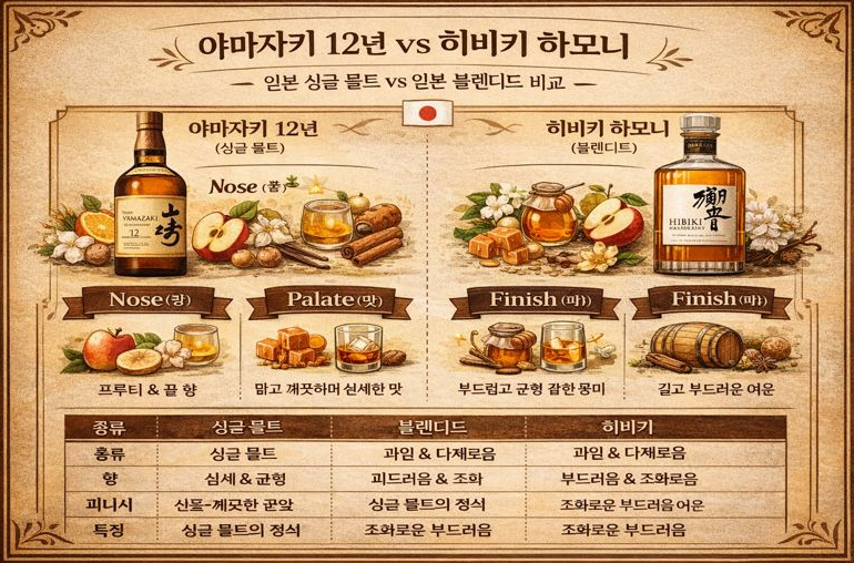 야마자키 12년 vs 히비키 하모니 | 일본 산토리 싱글 몰트 vs 일본 블렌디드 비교해보기 이미지 6